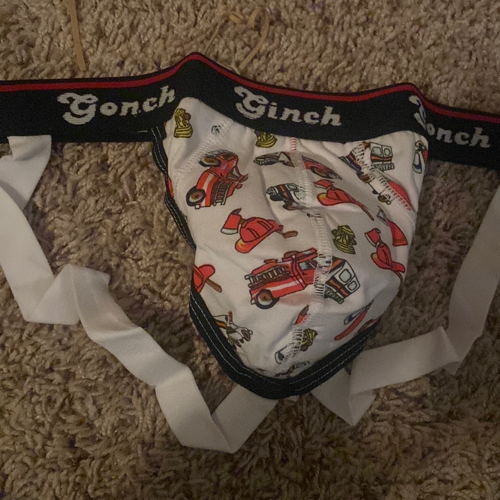 Small white fire truck jockstrap underwear